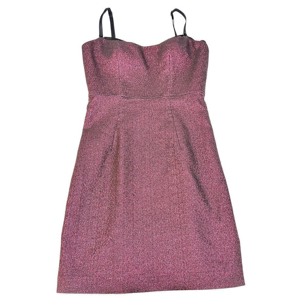 Milly Metallic Pink Shimmering Spaghetti Strap Cocktail Dress Size 0 MINT
